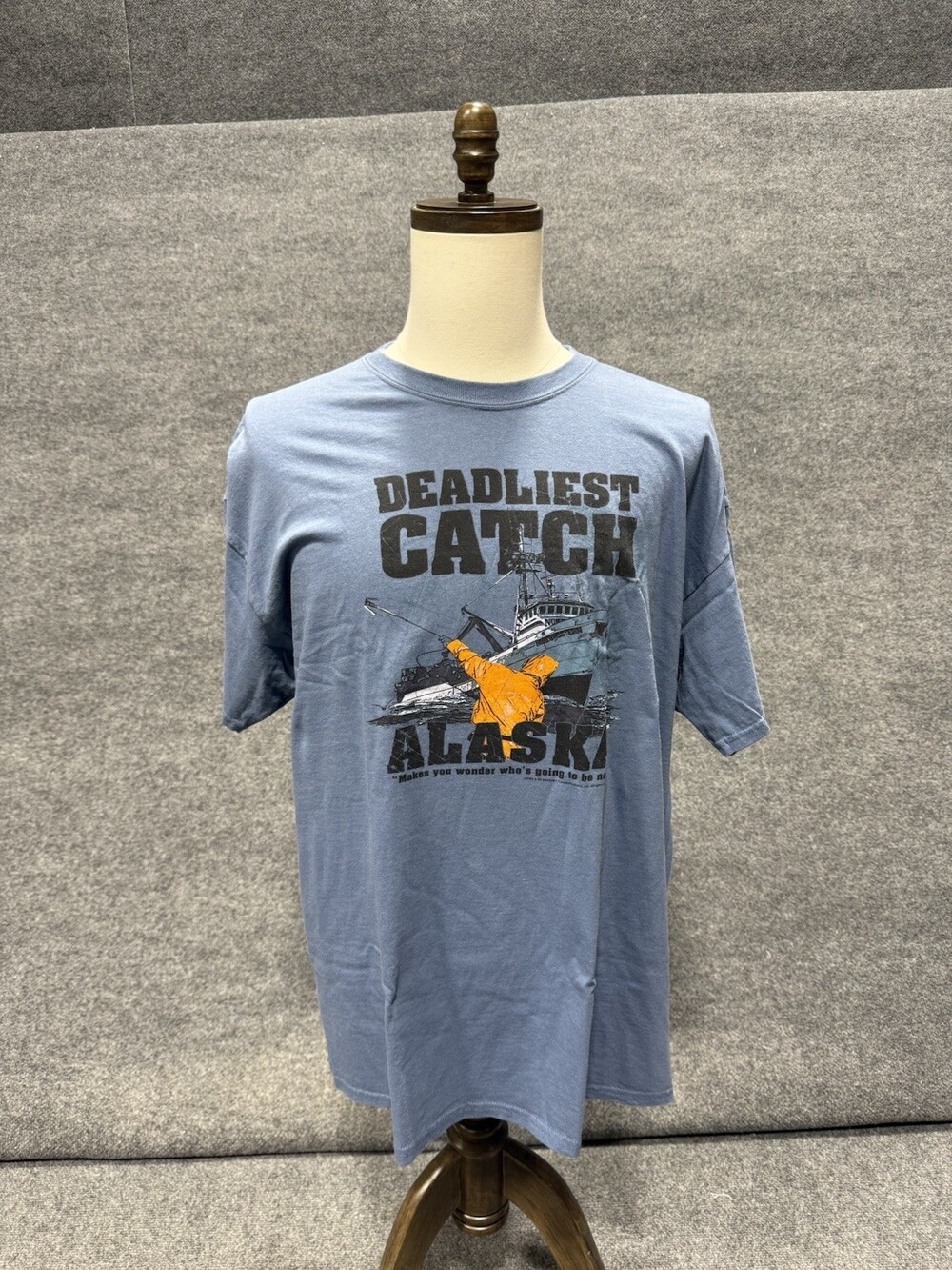 Deadliest Catch Alaska T Shirt Mens Blue Graphic TV Show Fishing Tee